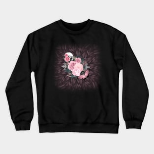 Pink floral Butterfly Skull Gothic Burst Crewneck Sweatshirt